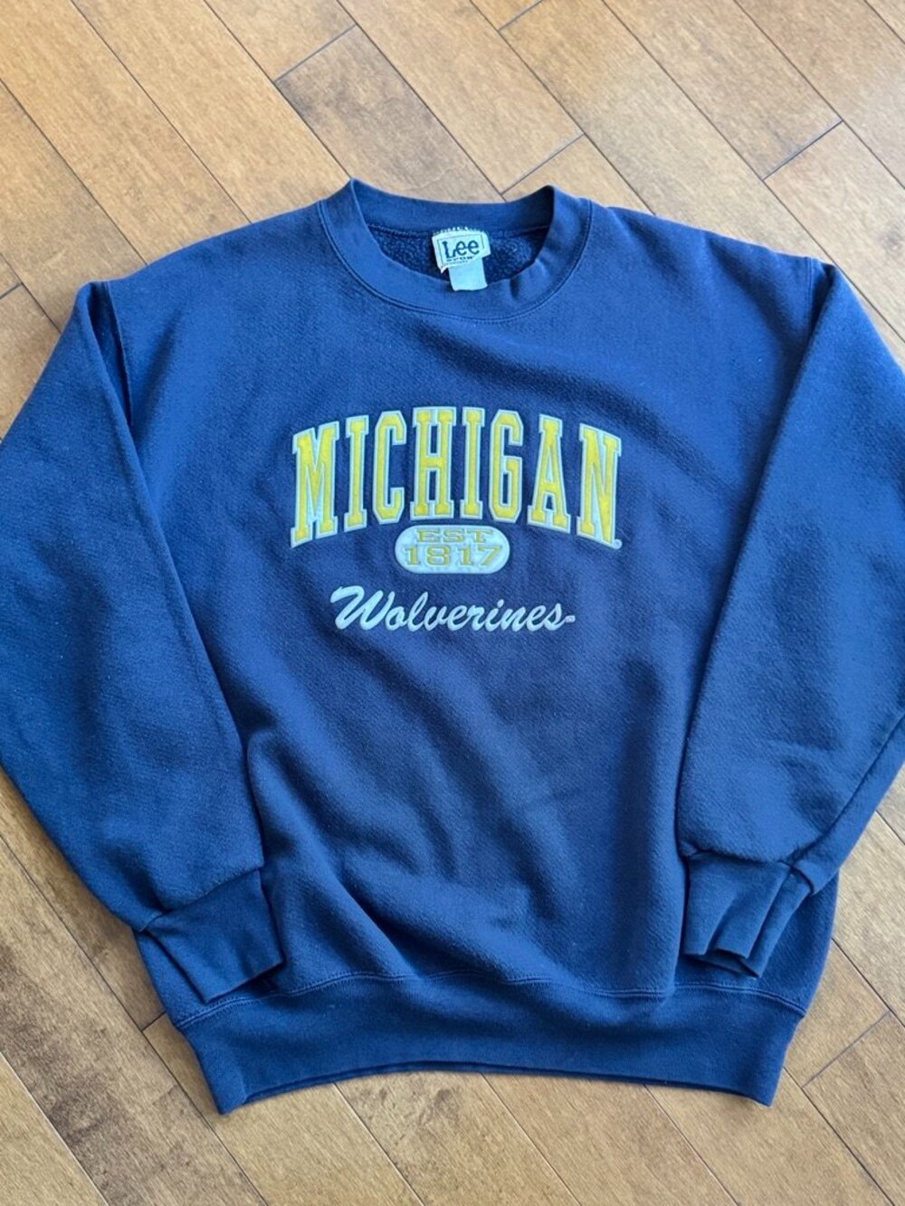 Vintage 90s Lee Sport Michigan Wolverines Tackle Twill Crewneck Medium